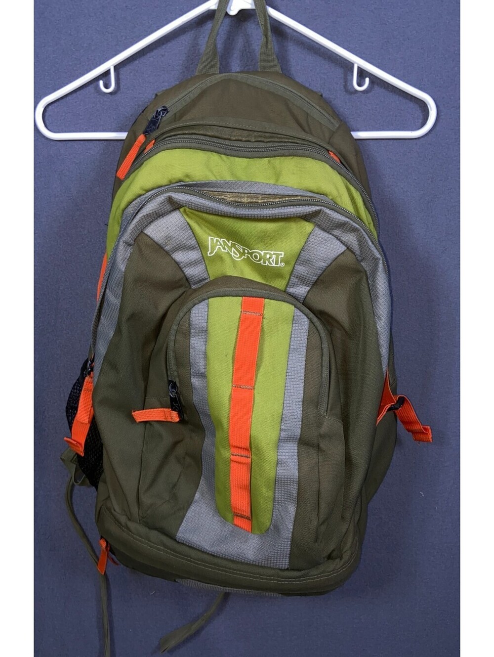 Vintage JanSport Coho Gorge T21R Backpack Jamaican Green Orange Daisy Chain Y2K